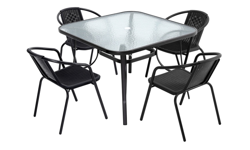 Image 20: Garden Rippled Tempered Glass Table Set
