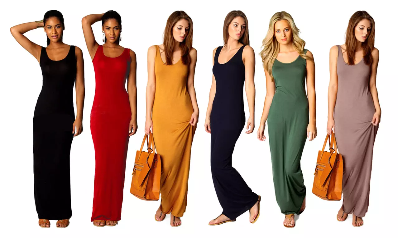 Vestito estivo lungo da donna, disponibile in vari colori e 5 taglie - Primary Image