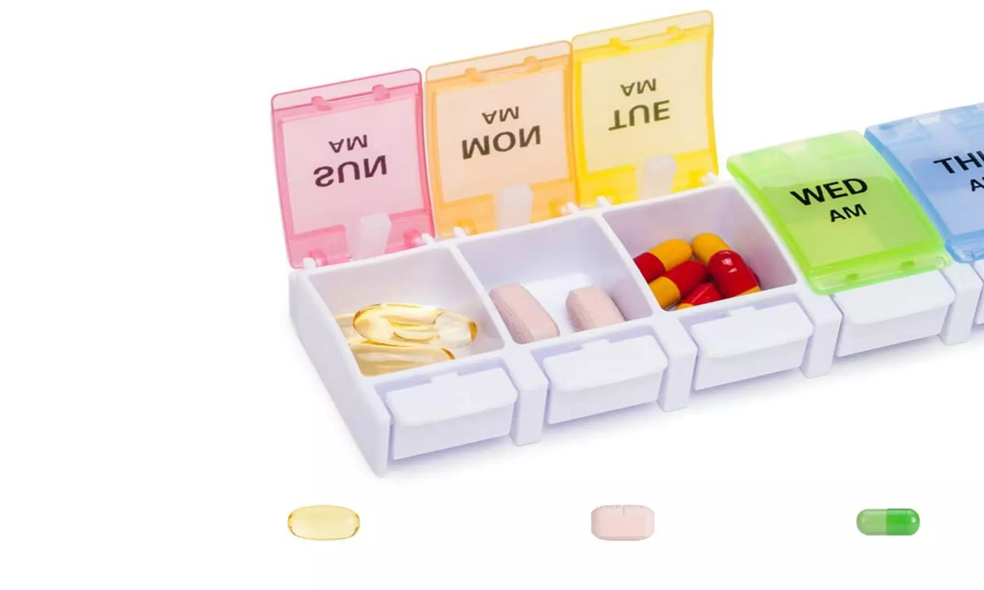 Weekly Pill Organizer 2 Times A Day AM PM with Easy Push Button