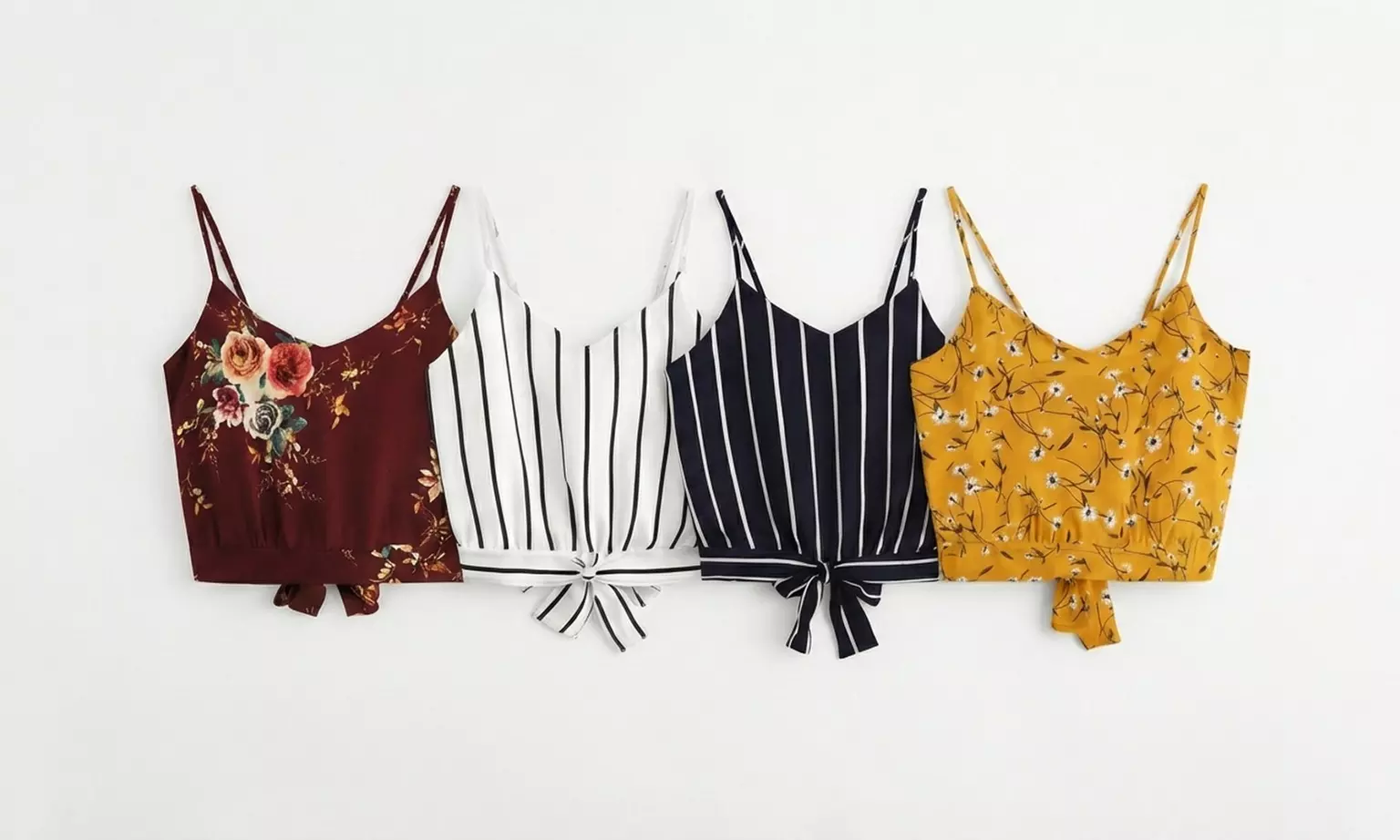 Women’s Back Tie V-Neck Cami Top in Floral or Stripe Designs