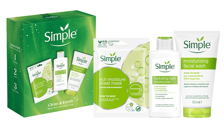 Image 2: Simple Gift Set Clean and Fresh Regime Face Wash Mask Moisturiser 