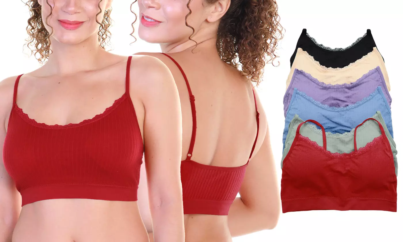 Angelina Women's Seamless Bralette with Adjustable Straps (6-Pack)