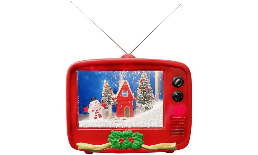 Image 3: Decoración navideña con forma de TV, con luces, música y movimiento