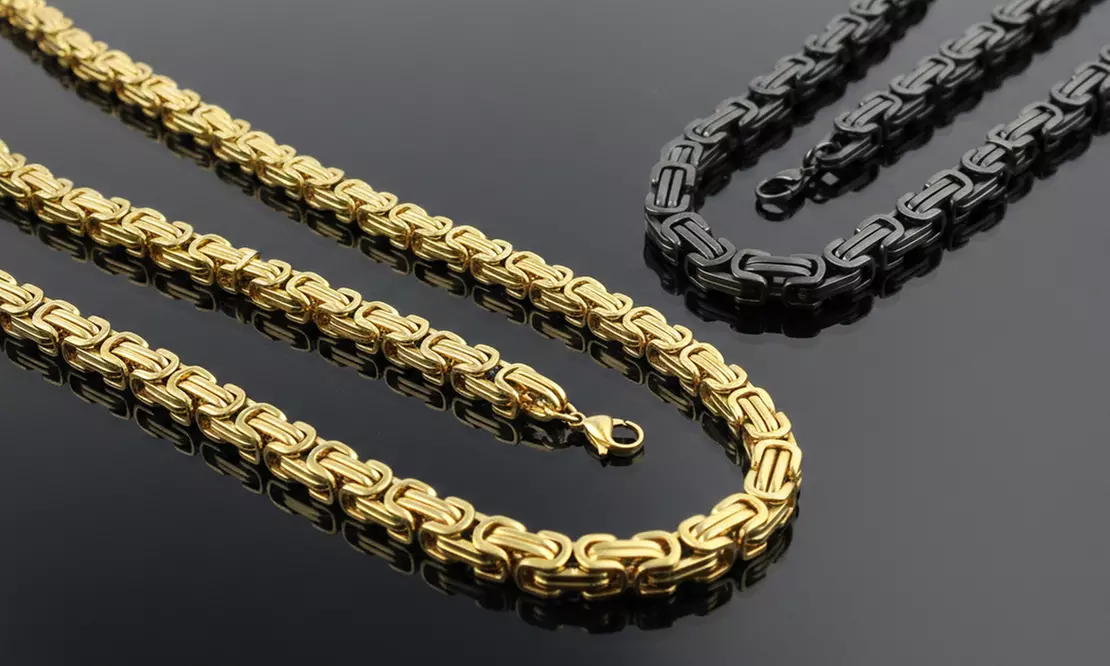 Men's Stainless Steel 24 Inch Byzantine Necklace Multiple Styles Available