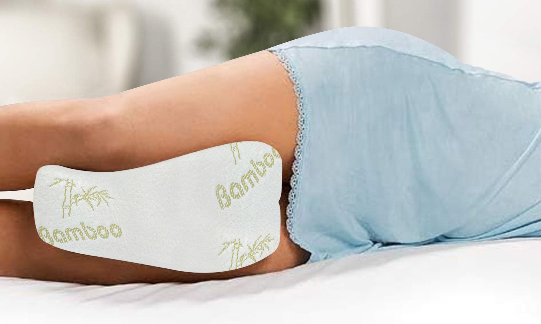 Coussin pour jambes à mousse à mémoire de forme et revêtement bambou