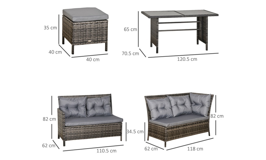 Image 14: Outsunny 8 Seater Rattan Effect Garden Dining Set with Table