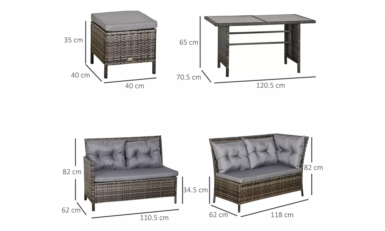 Outsunny 8 Seater Rattan Effect Garden Dining Set with Table