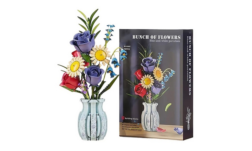 Image 4: Blumenstrauß-Baustein-Set mit Vase