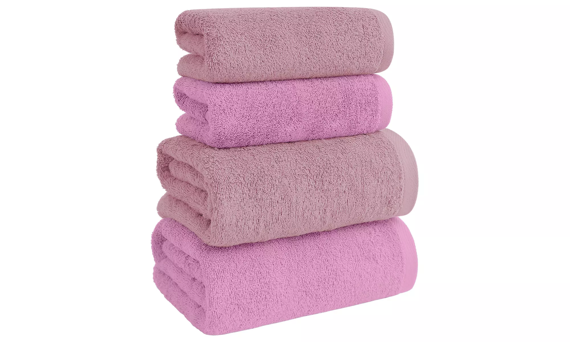 Juego de 4 toallas de baño de algodón en 2 colores