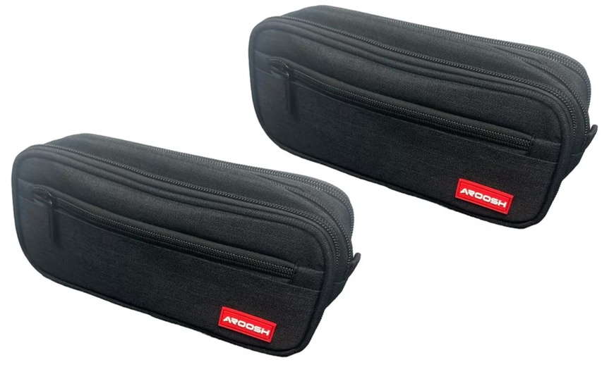 Image 3: Aroosh Triple Pocket Zipped Pencil Case