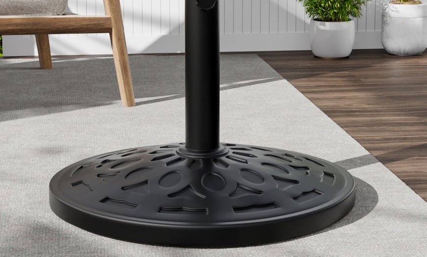 Image 12: Large 3m Black Rotating Outdoor Parasol with Multiple Base Styles