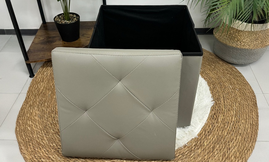 Image 16: Puf cuadrado en ecopiel con almacenamiento