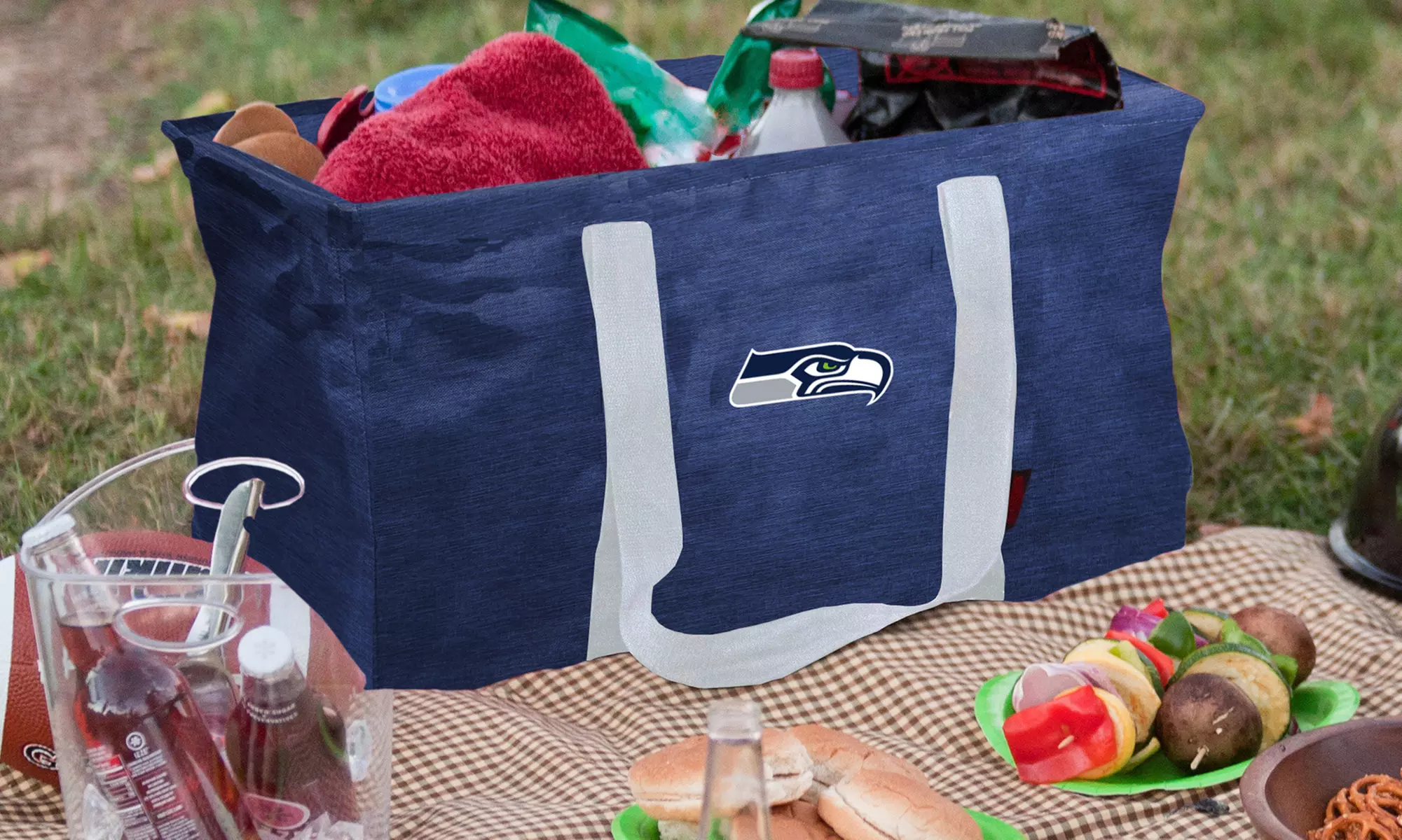 Logo Brands NFL Crosshatch Collapsible Picnic Caddy Tote - Primary Image