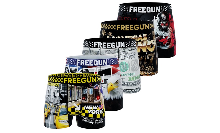 Image 3: Lots de 5 boxers en microfibre divers univers FREEGUN pour homme