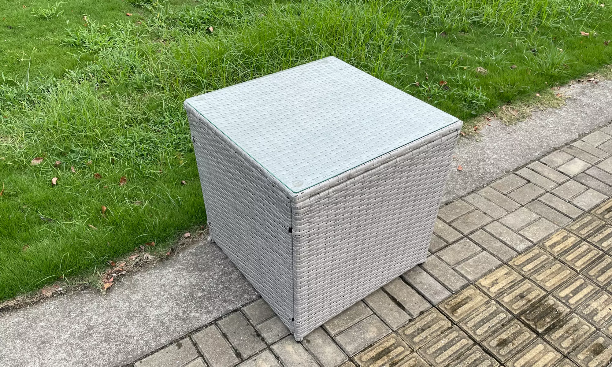 Fimous 11-Seater Rattan-Effect Dining Set with Adjustable Table