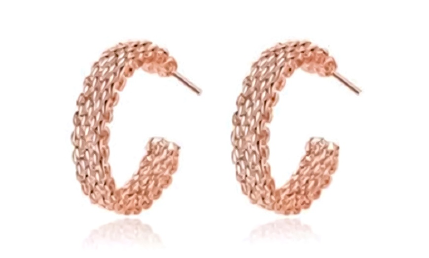 Image 3: Love At First Sight Sterling Silver Plated Cross Link Earrings