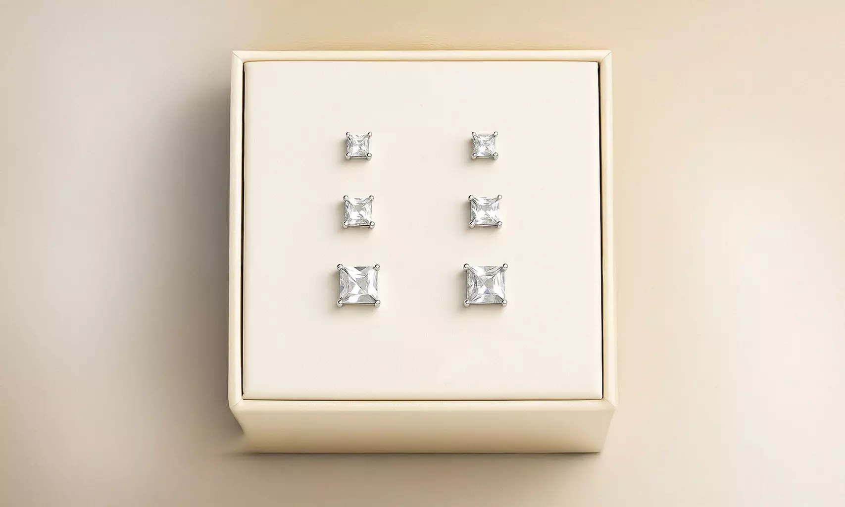 Holiday Gift Set: Sterling Silver CZ 3-Pair Stud Earrings Set