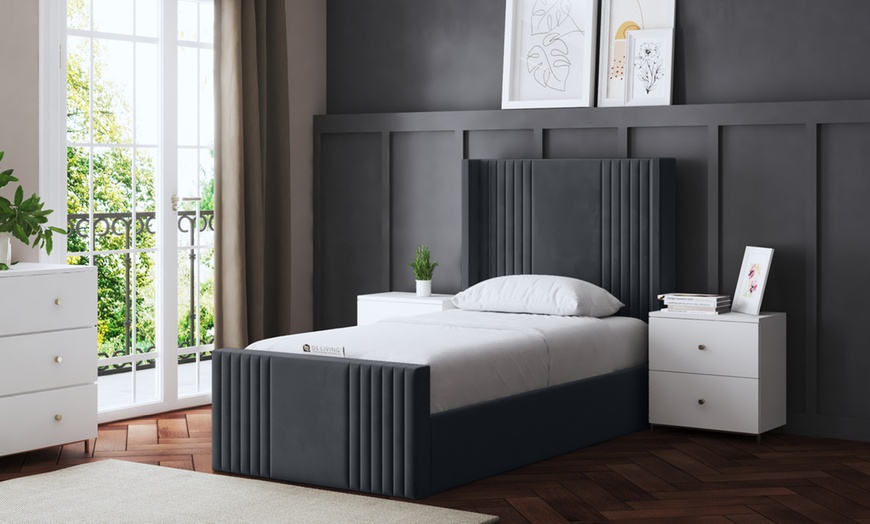 Image 28: DS Living Elara Winged Panel Bed With Ottoman Gas Lift