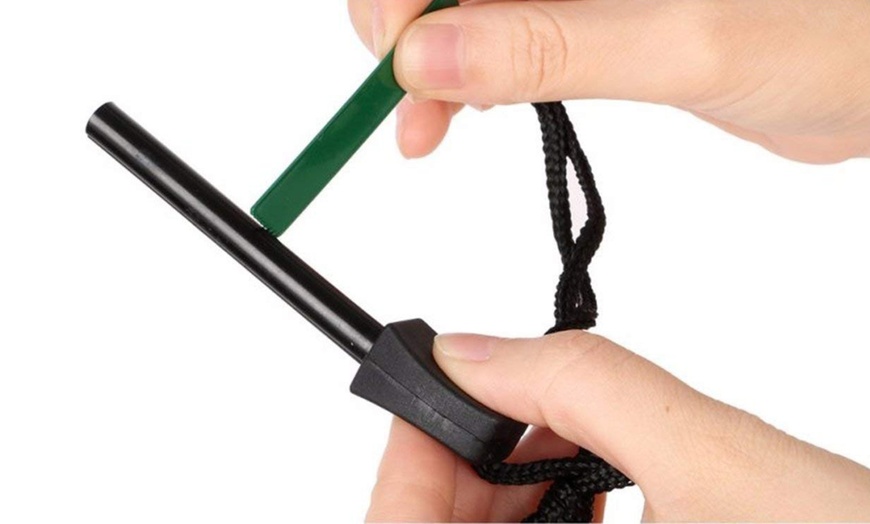 Image 1: Large Survival Magnesium Flint Stone Fire Starter Emergency Kit Campin