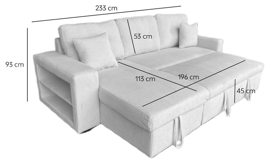 Image 20: Canapé d'angle convertible Kocoon "San Diego" 4 places avec coffre