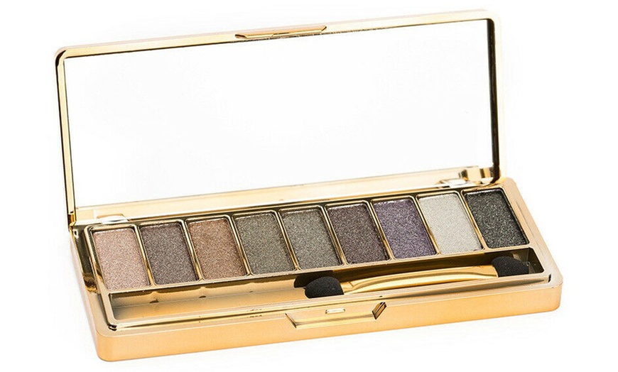 Image 4: 9 Colors Glitter Eyeshadow Eye Shadow Palette & Makeup Cosmetic Brush Set