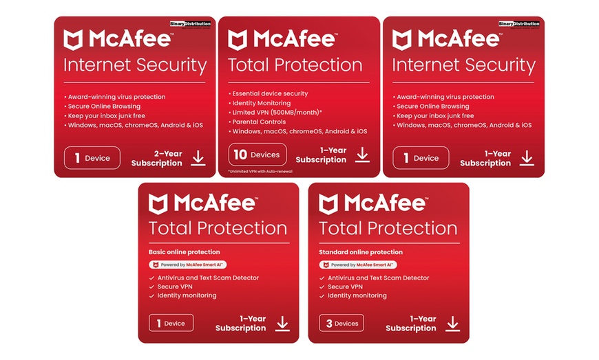 Image 1: McAfee Total Protection or Internet Security, Up To 79% Off