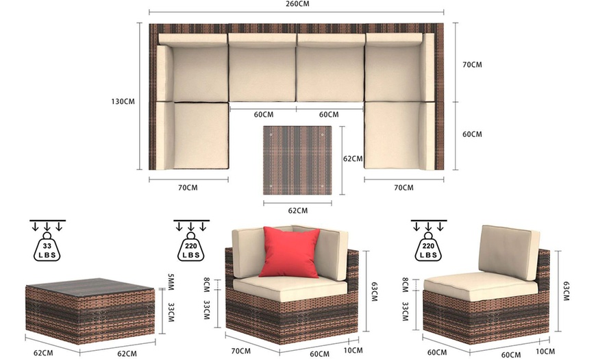 Image 14: Six-Seat Rattan-Effect Sofa with Table and Optional Cover