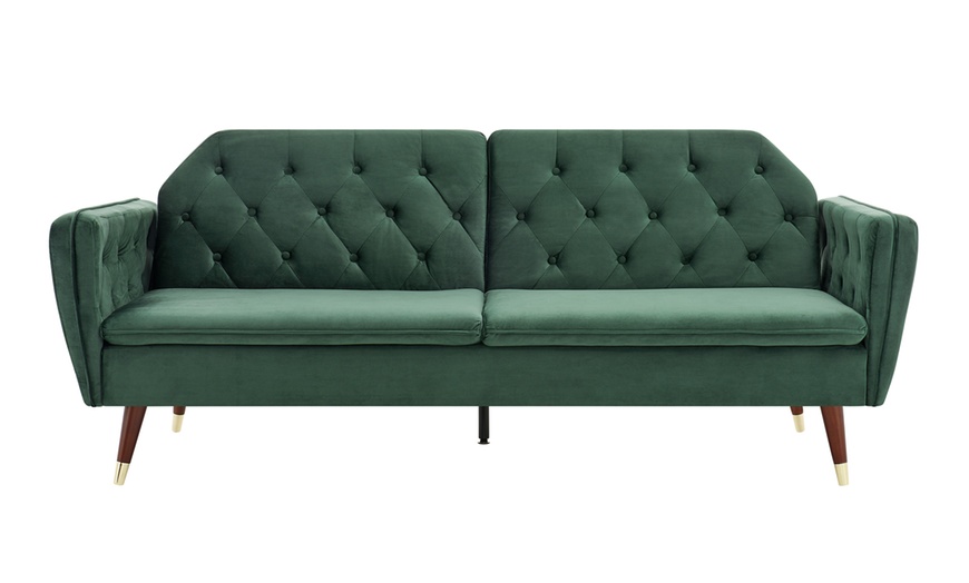 Image 15: Three-Seater Velvet Click Clack Sofa Bed