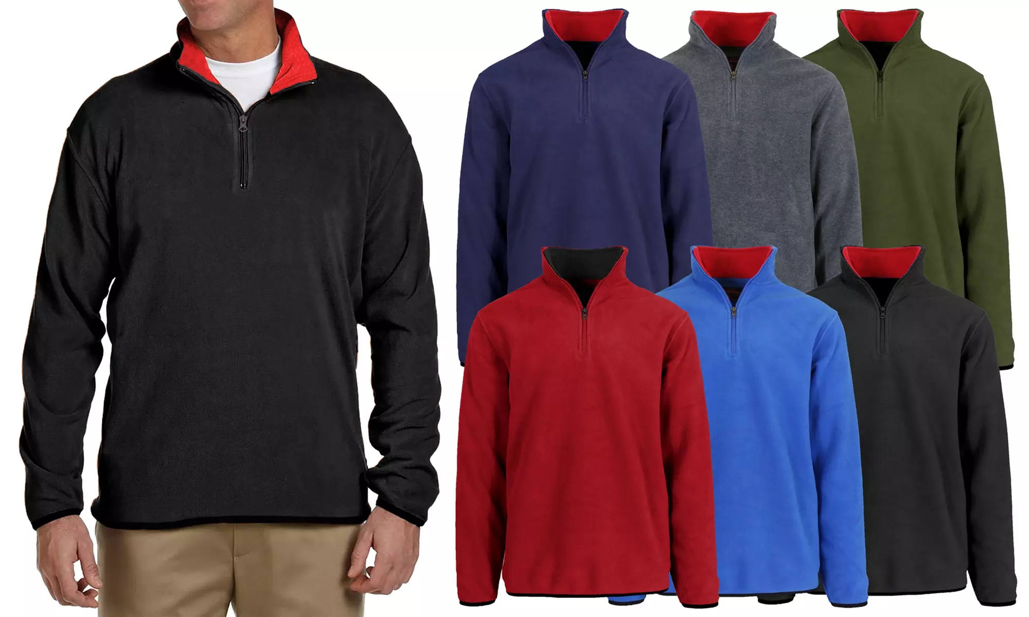 Men's Polar Fleece Pullover Quarter Zip Sweater (Sizes, S-XL)