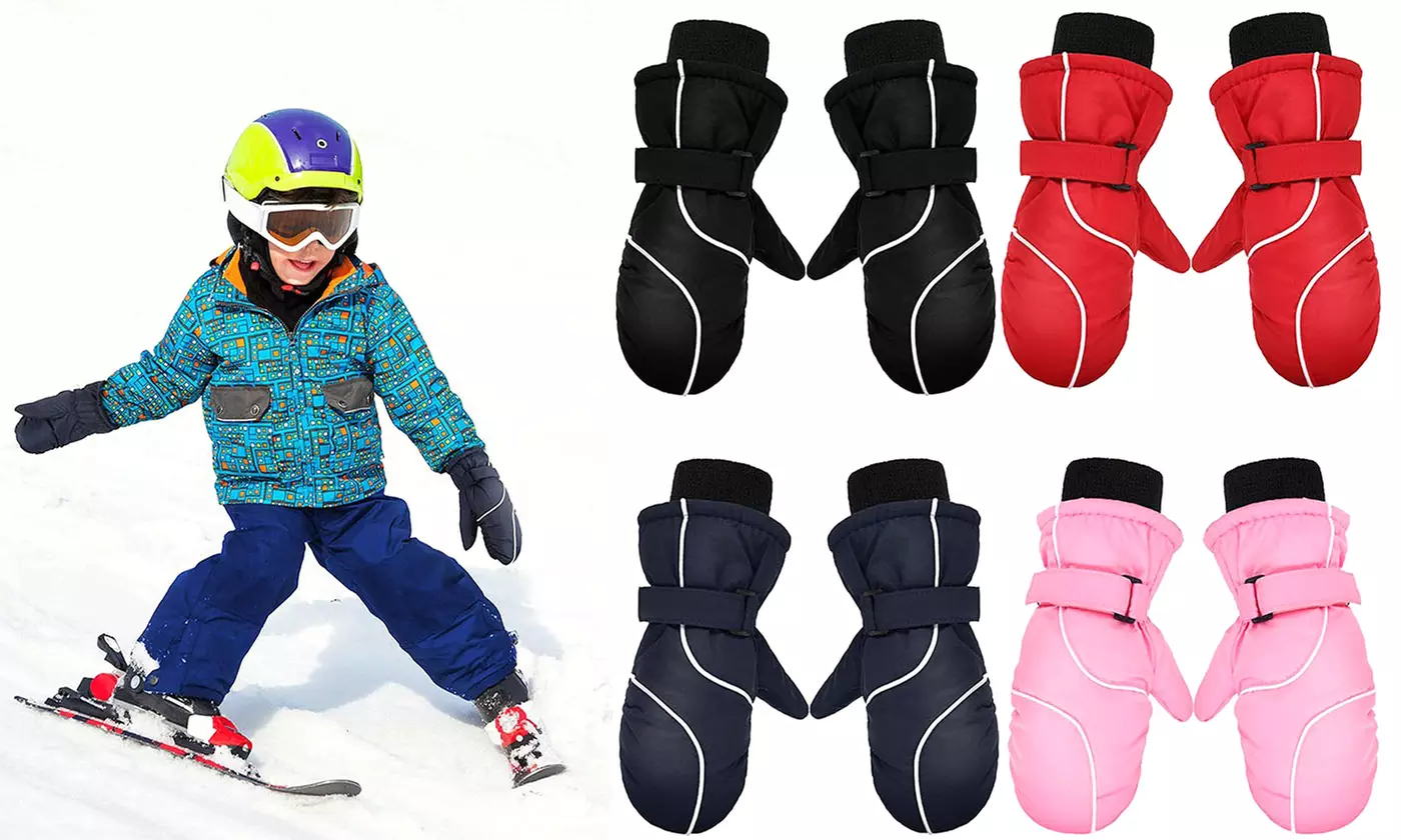 Kids Winter Warm Ski Mitten Waterproof Snow Gloves for 4-9 Years