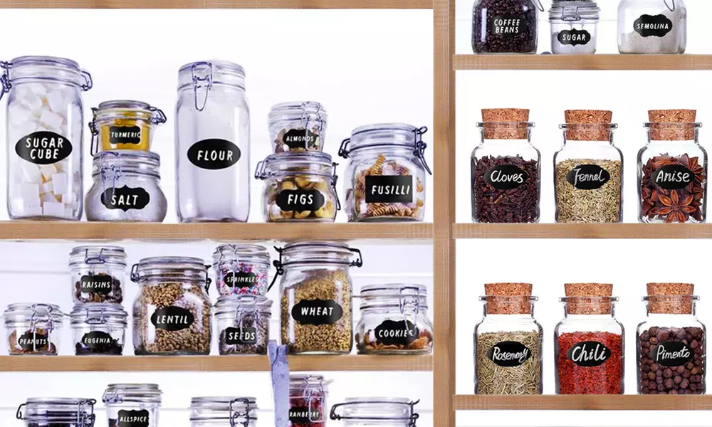 1 ou 2 lots de 116 étiquettes adhésives style tableau noir avec marqueur craie effaçable inclus - Primary Image