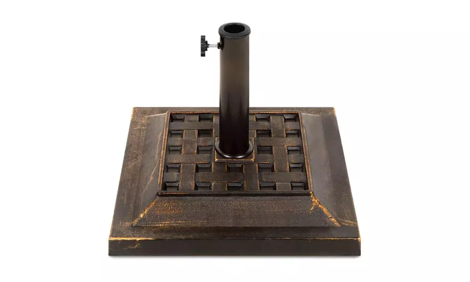 Heavy Duty 26lb Outdoor Steel Square Patio Umbrella Base Stand w/Bronze Finish