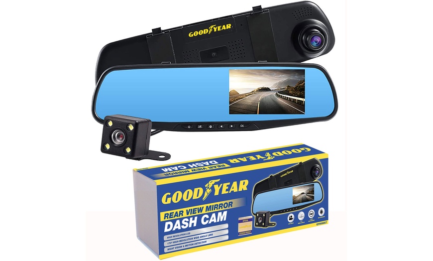 Image 1: Goodyear Mirror Dash Camera with Front and Rear Cameras