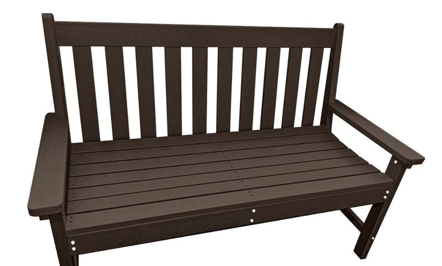 Image 6: Wood Effect Garden Bench in Dark Grey or Walnut