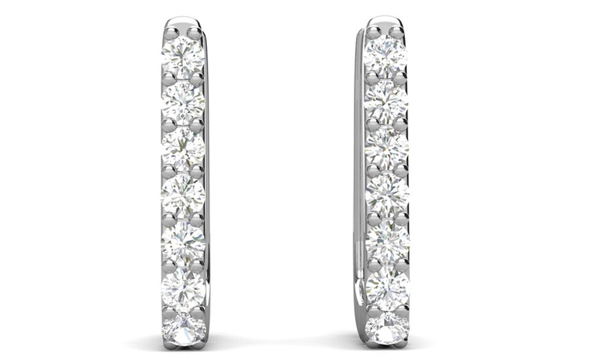 Image 5: 925 Sterling Silver Moissanite Diamond Hoop Earrings