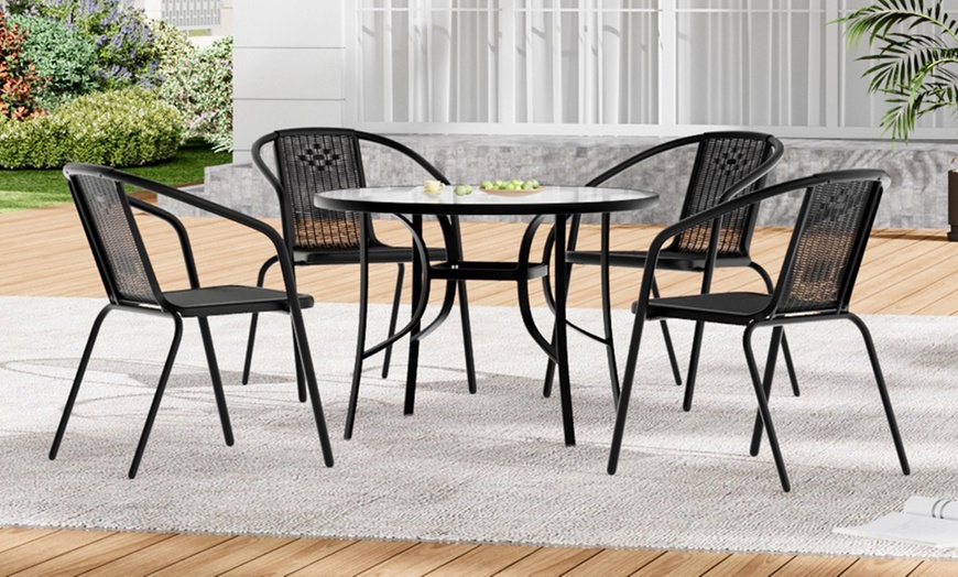 Image 11: Garden Rippled Tempered Glass Table Set