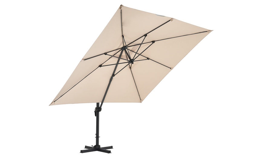 Image 10: Rotatable Square Cantilever Umbrella with Fillable Base