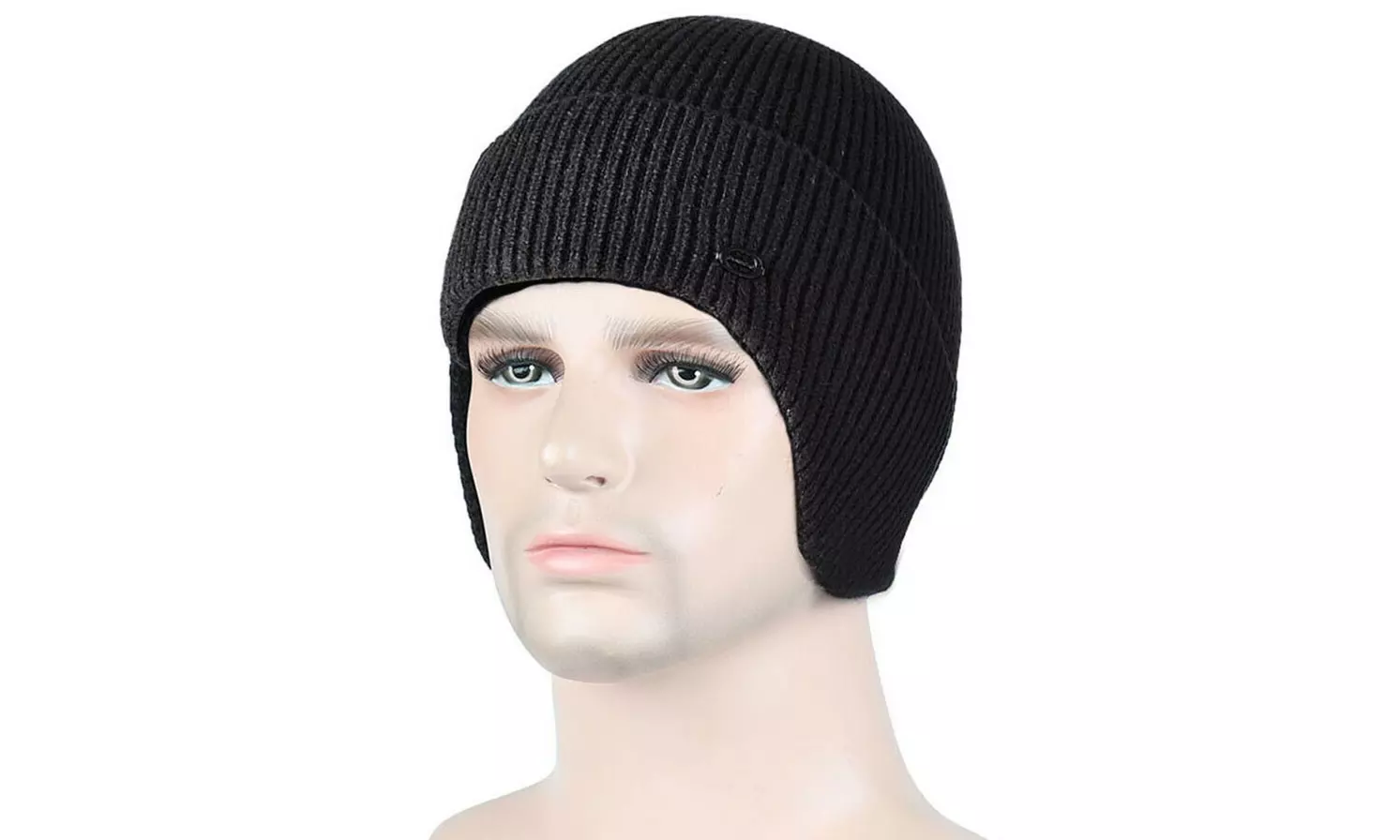 Men Plain Knit Winter Warm Fleece Cap Hat Beanie Ear Flaps Work Outdoor