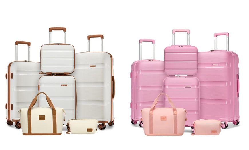Image 1: Kono 6-Piece PP Hardshell TSA Lock Suitcase Set
