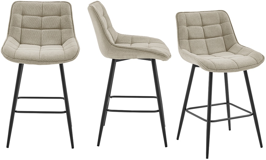 Image 3: Juego de 2 taburetes acolchados a cuadros, modelo Cliff, de Doosense