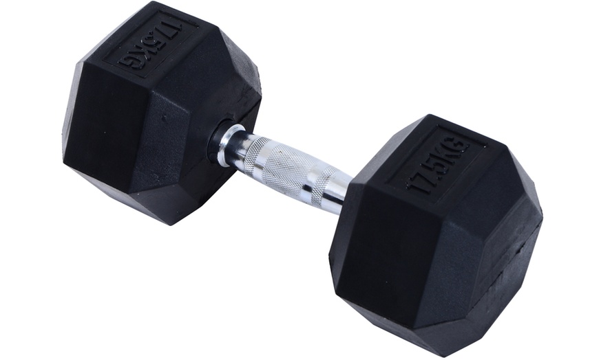 Image 24: Rubber Hexagonal Dumbbells