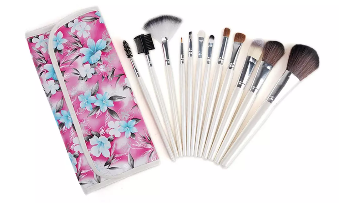 Alayna Professional Cosmetic Brush Kit with Travel Pouch (12-Piece) - Second Medium