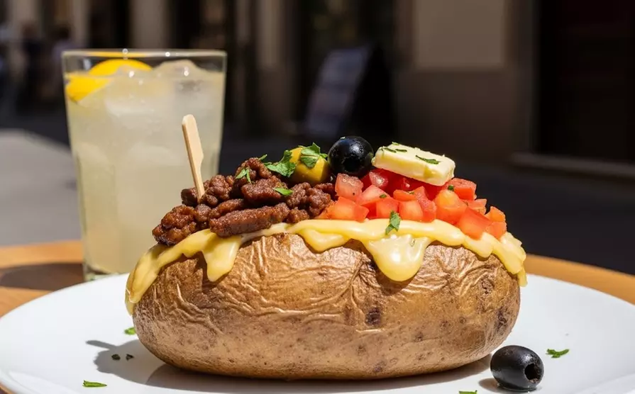 Ofenkartoffel "Kumpir" mit 6 Toppings und Getränk nach Wahl für 1, 2 oder 4 Personen (bis zu 41% sparen) - Second Medium