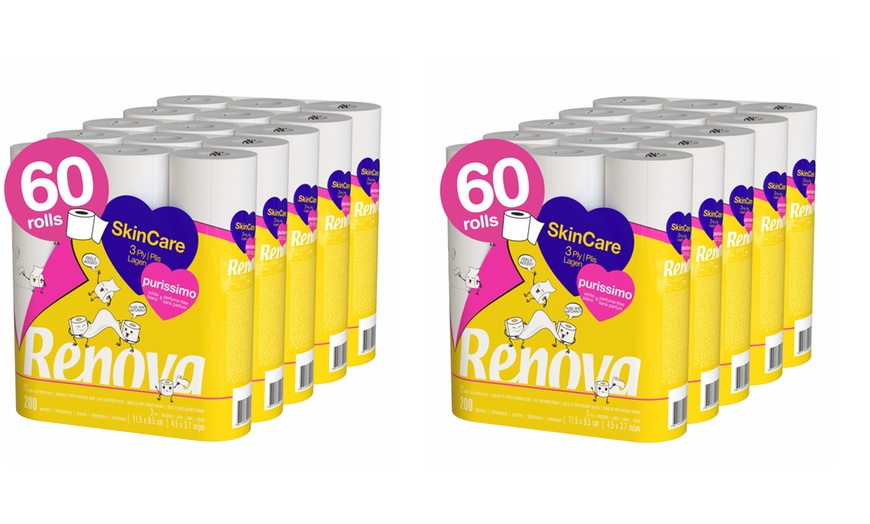 Image 3: 60 or 120 Rolls of Renova Skin Care Purissimo Soft 3-Ply Toilet Paper