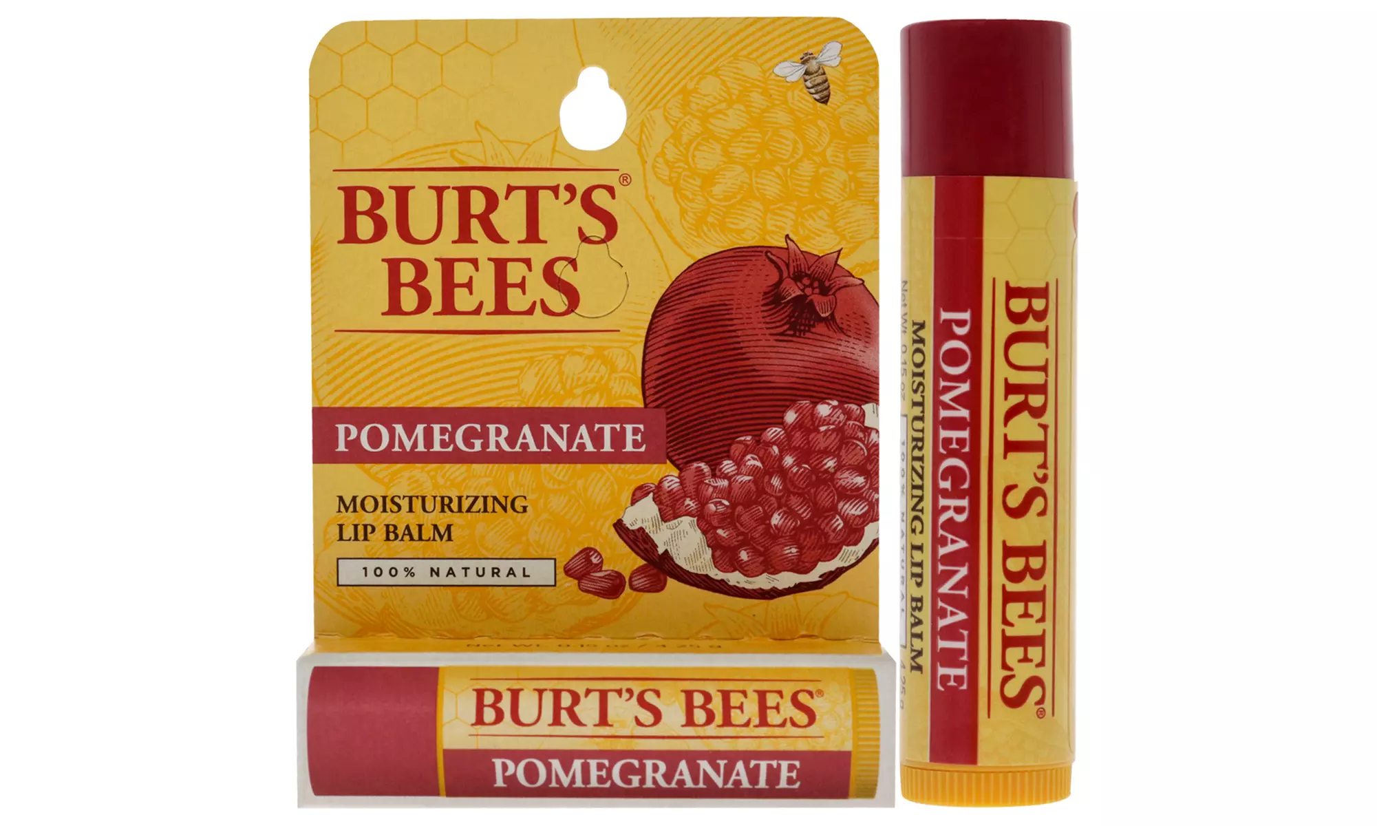 Burts Bees Pomegranate Moisturizing Lip Balm Blister for Unisex 0.15 Oz Lip Balm
