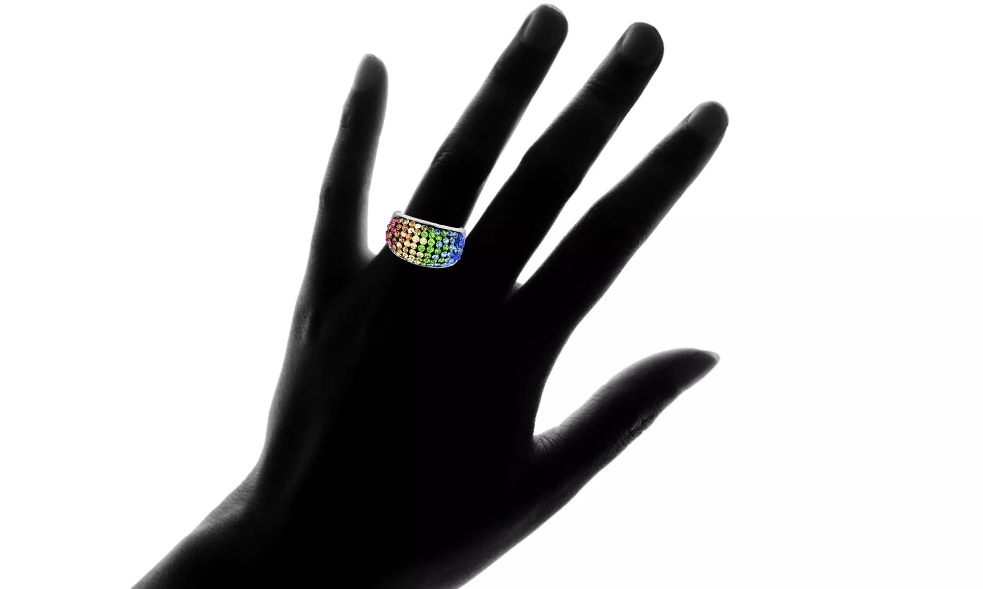 Multi Color Crystal Rainbow Rings Made With Crystals From Swarovski