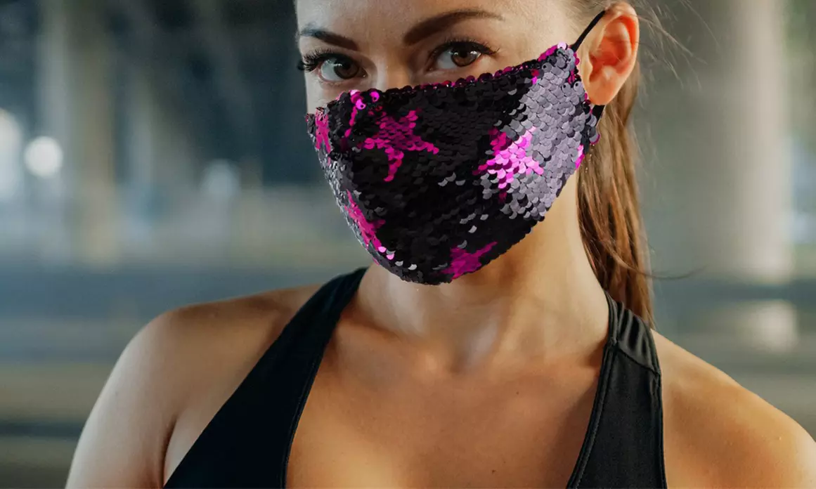 5-Pack: Reversible Sequin Star Struck Cotton Face Masks w/ Adjustable Ear Loops