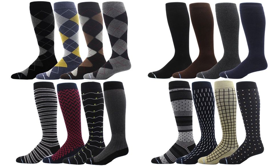 Dr. Motion Men's Graduated Support Knee-High Compression Socks (4 Pairs)
