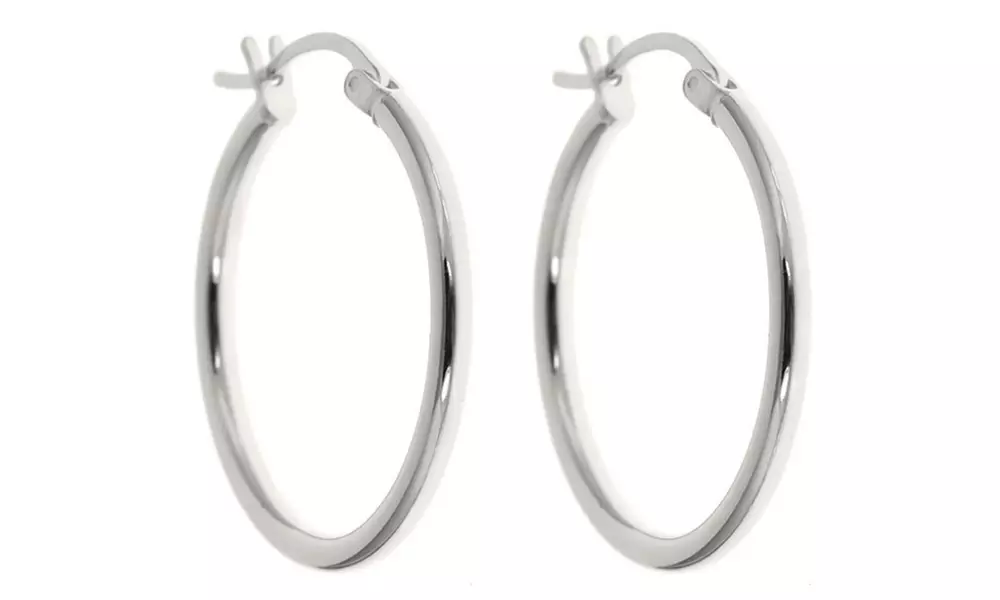 Solid sterling Silver 25mm Classic French Lock Hoops