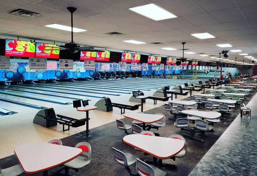 Weekend cosmic bowling and spacious event room with bar